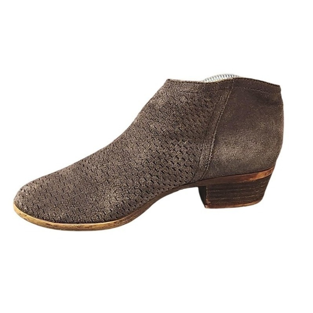 Lucky Ankle Boots Womens Size 9 Brown Suede Textured Zip Low Block Heel Booties